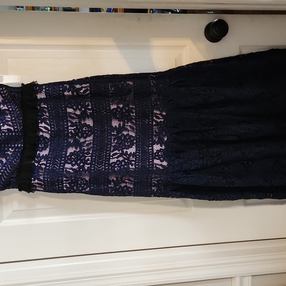 Anthropologie Navy Blue Dusk Lace Midi Dress NWT Sz 4 - Picture 3 of 5